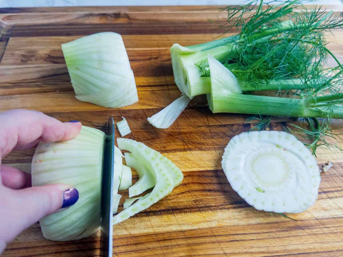 slicing-fennel-on-cutting-board