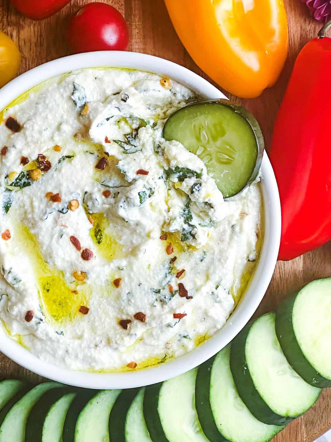 Garlic Ricotta Dip Creamy Whipped Ricotta Dip with Garlic and Herbs