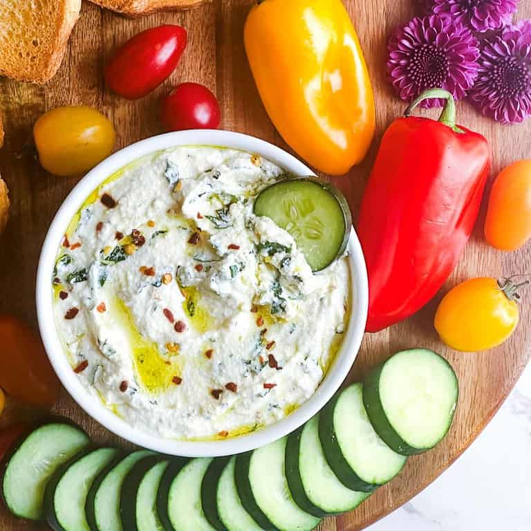 Creamy Whipped Ricotta Dip with Garlic and Herbs