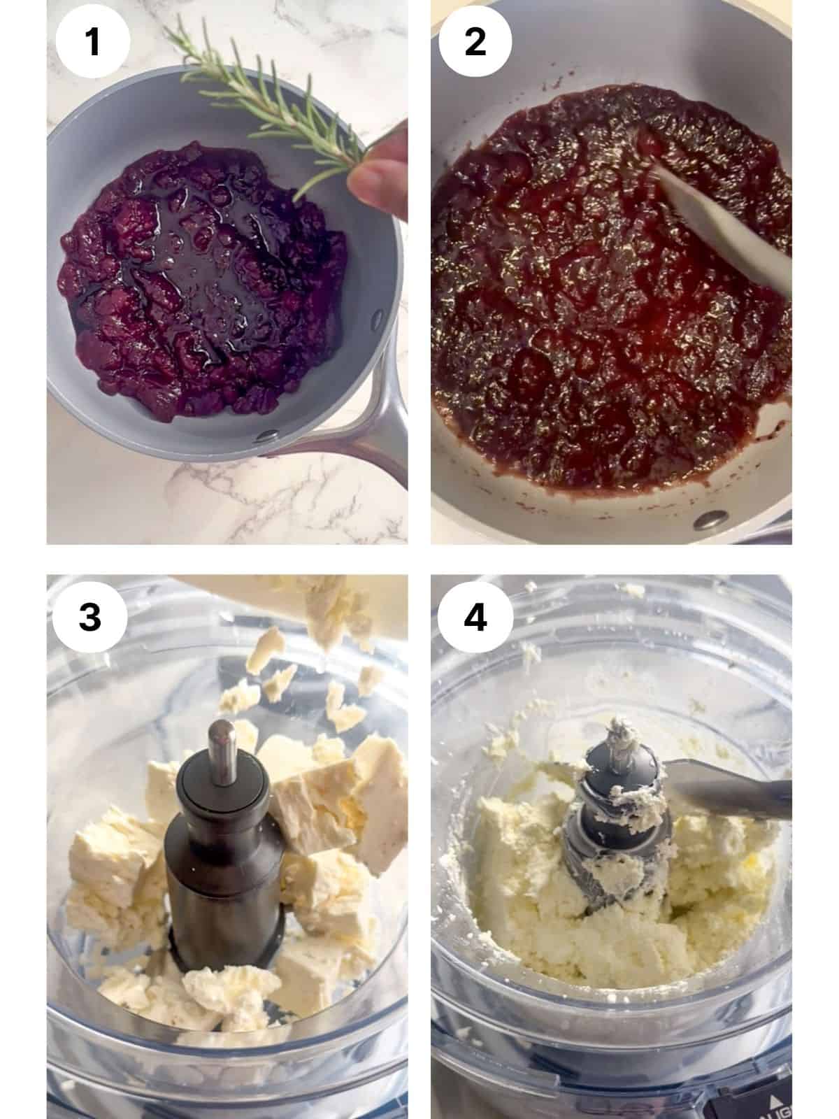 Process photos for recipe steps 1 through 4.
