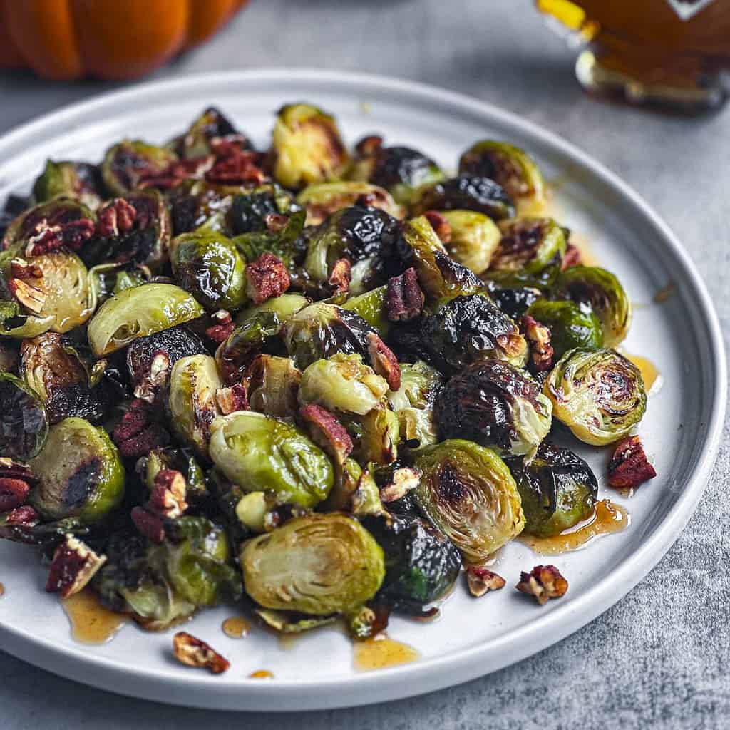 Maple Sriracha Glazed Brussels Sprouts