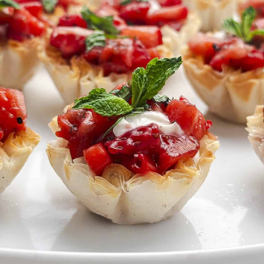 Goat Cheese Phyllo Cups with Balsamic Strawberries